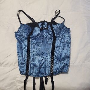 Fun & Sexy Blue Floral Women's Corset By Shirley of Hollywood
